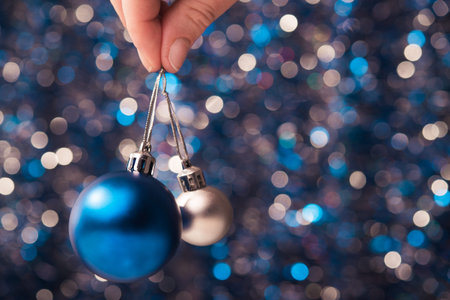 Two chrismas toys on abstract background