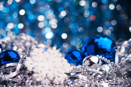 Close up of snowflake on background