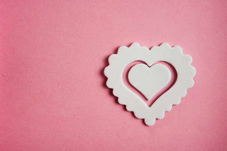 Closeup of white heart symbol. Valentine Day background.の写真素材