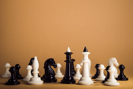 Chess pieces on vintage background