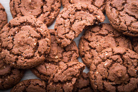 Chocolate cookies on a backgroundの写真素材