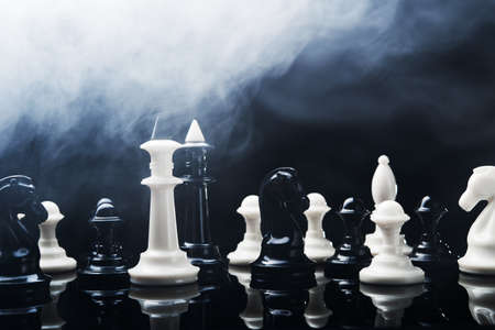 Two chess kings on dark backgroundの写真素材