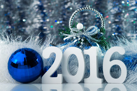 Happy New Year 2016. Concept photo merry christmas with white big figure and abstract background