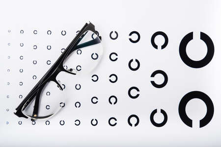 black eye glasses on white backgroundの写真素材