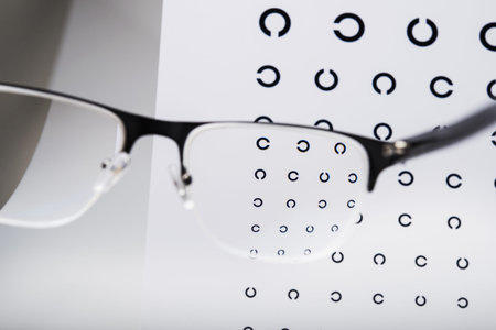 black eye glasses on white background