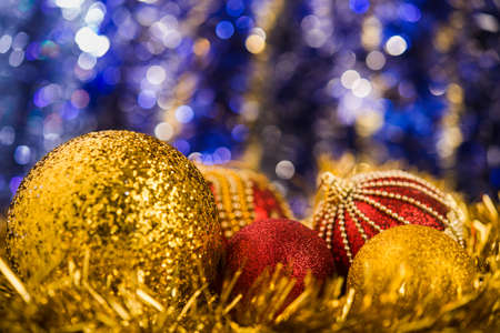 Christmas balls on abstract background. New Years concept.の写真素材
