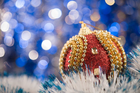 Christmas balls on abstract background. New Years concept.の写真素材