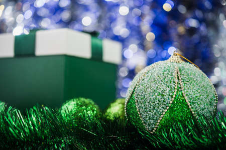 Christmas balls on abstract background. New Years concept.の写真素材