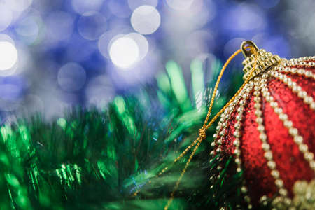 Christmas balls on abstract background. New Years concept.の写真素材