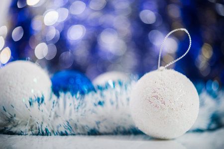 Christmas balls on abstract background. New Years concept.の写真素材