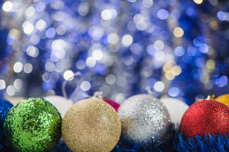 Christmas balls on abstract background. New Years concept.の写真素材