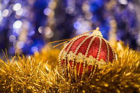 Christmas balls on abstract background. New Years concept.の写真素材