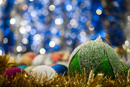 Christmas balls on abstract background. New Years concept.の写真素材
