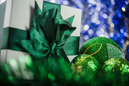 Christmas balls on abstract background. New Years concept.の写真素材