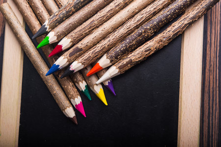 closeup of color pencils on background