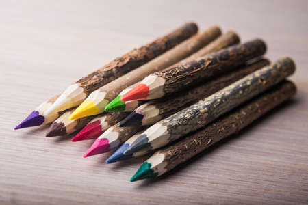 closeup of color pencils on backgroundの写真素材