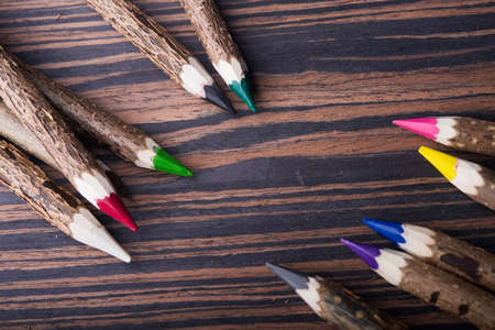 closeup of color pencils on backgroundの写真素材