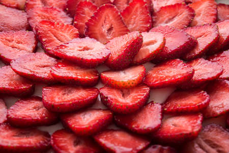 Fresh strawberry fruits on backgroundの写真素材