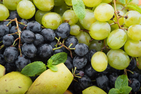 closeup of fruits grapes. top viewの写真素材