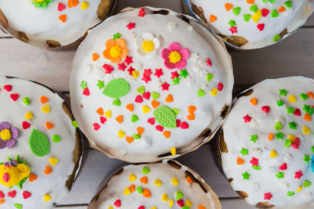 Easter holiday. Tasty traditional cake on background.の写真素材