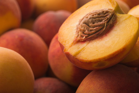 closeup of ripe peach on background