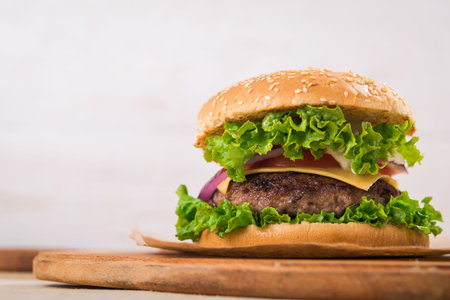 big burger with beef.の写真素材