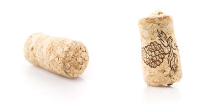 closeup of wine cork isolated on white backgroundの写真素材