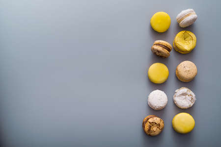 delicious french macaroon cake on a table, top viewの写真素材