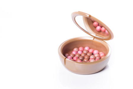 Powder balls isolated on white background. makeup productの写真素材