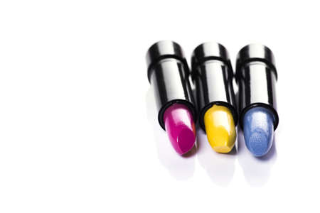 makeup cosmetic lipstick isolated on white backgroundの写真素材