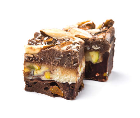 closeup of sweet candy with almond isolated on white backgroundの写真素材