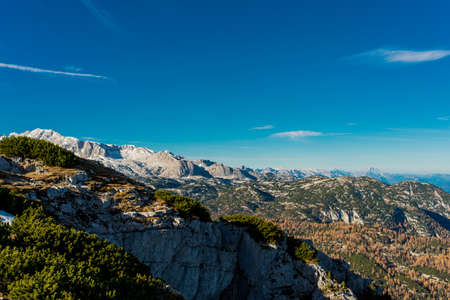 Beautiful views of the Alps mountain, summer nature landscape in Austriaの写真素材