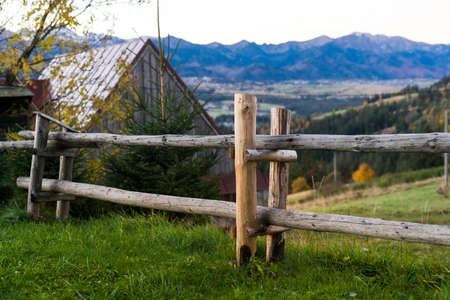 landscape view of rural building village in mountainの写真素材