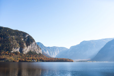 Hallstatt Lake and travel village with mountain in Austria country