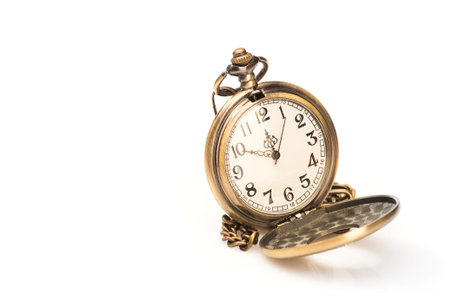 golden retro stopwatch isolated on a white background 