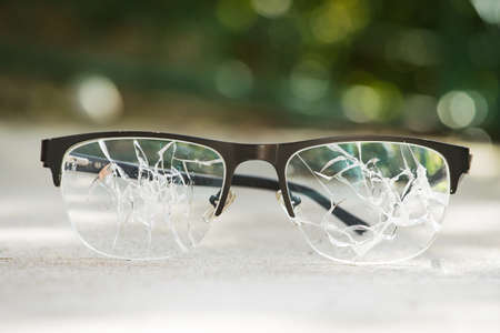 broken glasses on the asphalt. street accident conceptの写真素材