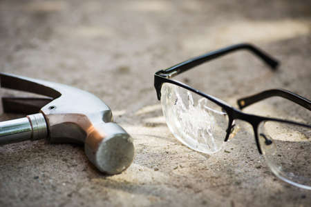 broken glasses on the asphalt. street accident conceptの写真素材
