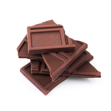 tasty chocolate bars isolated on a white backgroundの写真素材