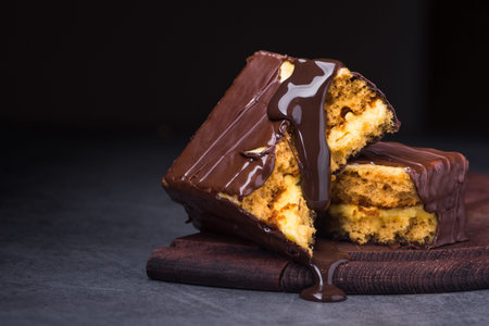 tasty chocolate cupcake on a black table