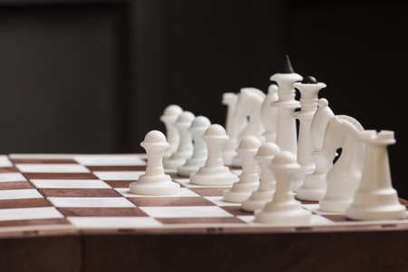 The beginning of the chess game, the first move by a white pawnの写真素材