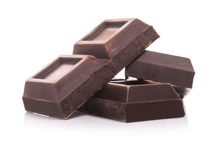 Chocolate bar stack isolated on a white backgroundの写真素材