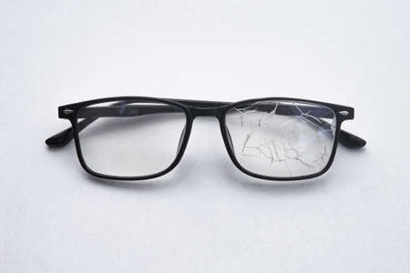 Close up of broken black glasses textureの写真素材