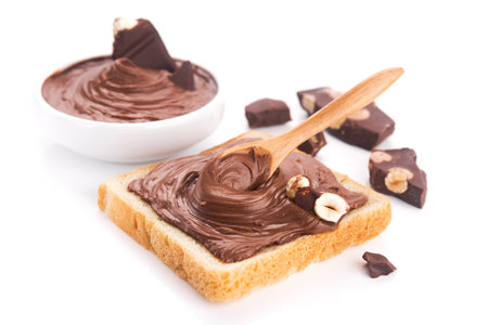 Toast with chocolate isolated on a white