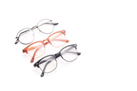 Black eye glasses isolated on a white background. accessory improvement vision.の写真素材