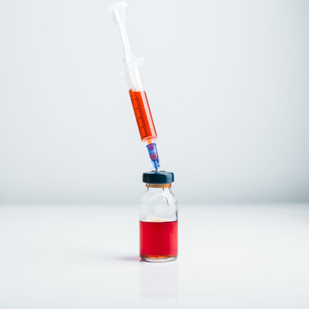 Injection syringe and ampoules medicine on a white background. disease vaccination, hormones, drugs.