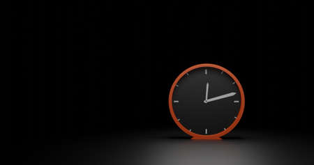Clock illustration at Spotlight and Dark Background. 3D Rendering Illustration for Time, Schedule, and Deadline with Space for Textの写真素材