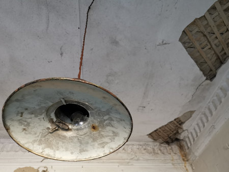 lamp on the wire to decorate the desktopの写真素材