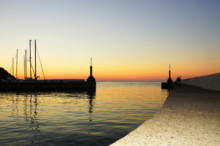 coast of Italy, the Mediterranean sea, sunsetの写真素材