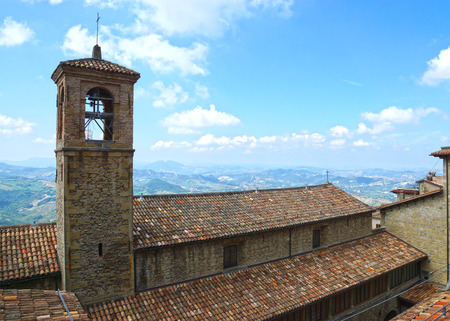 tiled roofs of San Marino, Europe.のeditorial素材