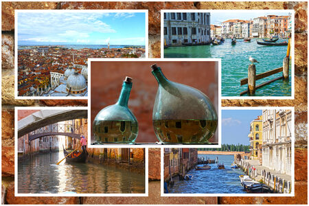 Collage of landmarks in Venice, Italy の写真素材